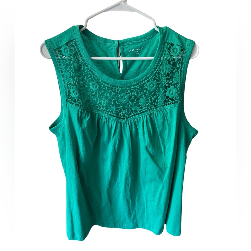 Green Cotton Sleeveless Top NWT Lane Bryant